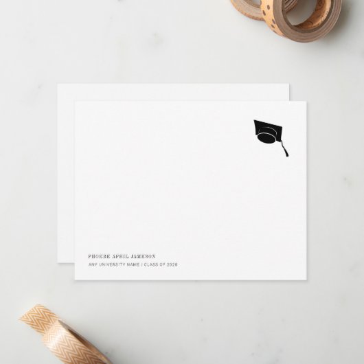 Eenvoudige Klassieke klasse van Afstudeerder Morta Notitiekaartje (Voorkant / Achterkant in situ)