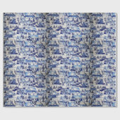  Eenvoudige Klassieke Kute Merry-kerststad Cadeaupapier (Vlak)