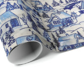  Eenvoudige Klassieke Kute Merry-kerststad Cadeaupapier (Rol Hoek)