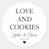 Eenvoudige Klassieke LIEFDE COOKIES Hart Bruiloft Ronde Sticker (Voorkant)