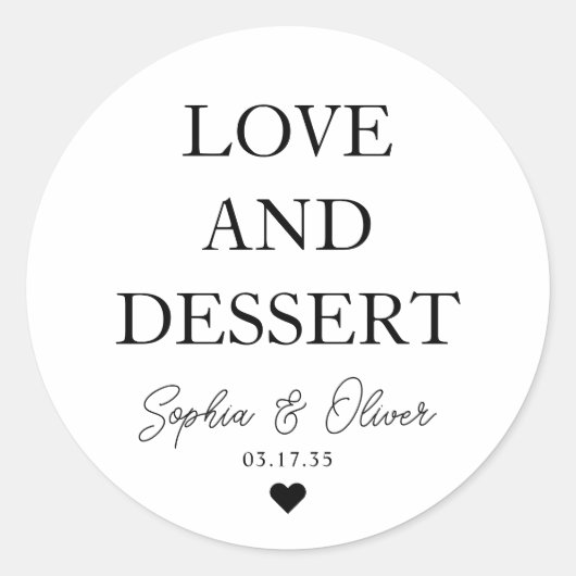 Eenvoudige klassieke liefde dessert hart bruiloft  ronde sticker (Voorkant)