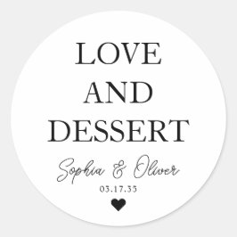 Eenvoudige klassieke liefde dessert hart bruiloft  ronde sticker