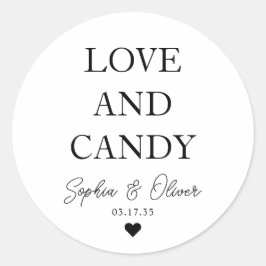 Eenvoudige klassieke liefde en SNOEP hart bruiloft Ronde Sticker