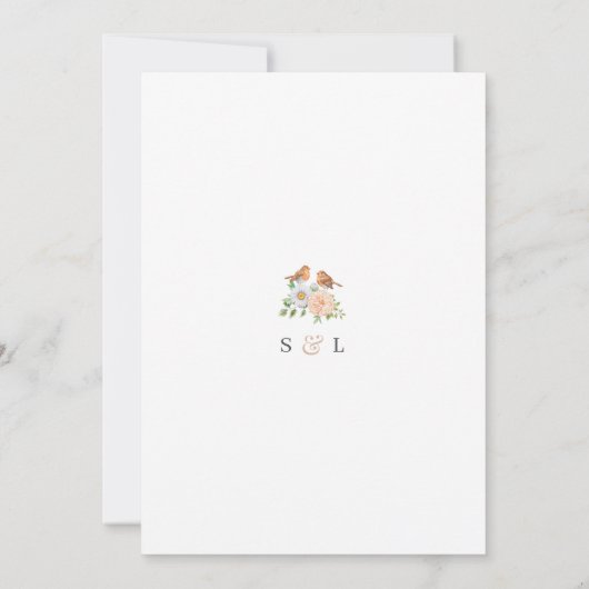 Eenvoudige klassieke liefde vogels bruiloft kaart (Achterkant)