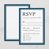 Eenvoudige klassieke marine en witte bruiloft RSVP (Voorkant / Achterkant)
