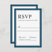 Eenvoudige klassieke marine en witte bruiloft RSVP (Voorkant / Achterkant)