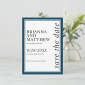Eenvoudige Klassieke marineblauwe bruiloft bespaar Save The Date (Staand voorkant)