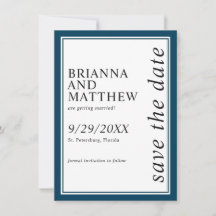 Eenvoudige Klassieke marineblauwe bruiloft bespaar