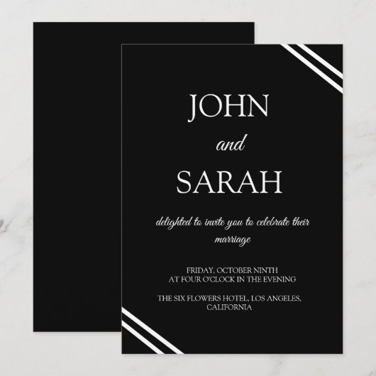 Eenvoudige klassieke minimalistische zwart-wit bru kaart (Voorkant / Achterkant)