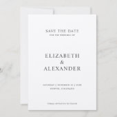 Eenvoudige klassieke minimalistische zwart-wit bru save the date (Voorkant)