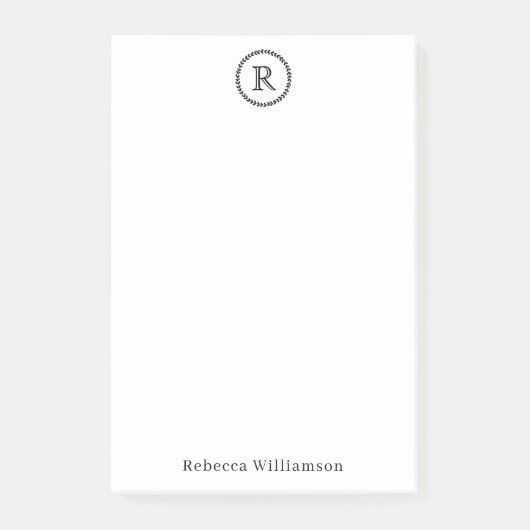 Eenvoudige Klassieke Moderne Rustieke Krans Monogr Post-it® Notes (Voorkant)