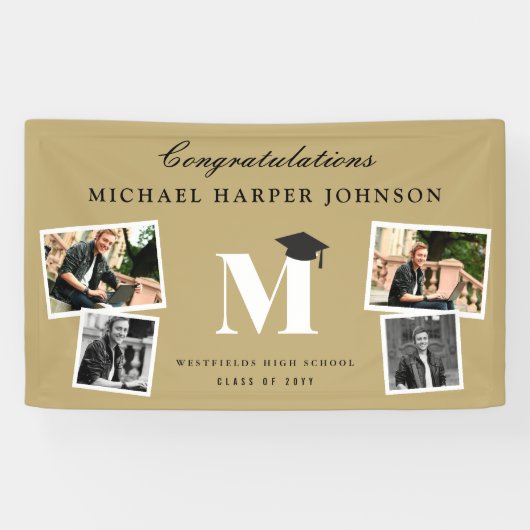 Eenvoudige Klassieke Monogram 4 Fotogradatie Parti Spandoek (Horizontaal)