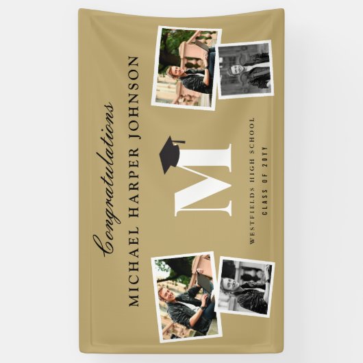 Eenvoudige Klassieke Monogram 4 Fotogradatie Parti Spandoek (Verticaal)