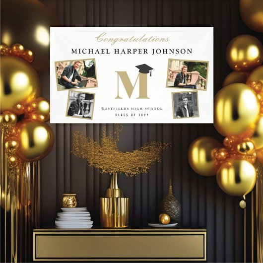 Eenvoudige Klassieke Monogram 4 Fotogradatie Parti Spandoek