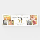 Eenvoudige Klassieke Monogram 6 Foto Afstudeerfees Spandoek (Horizontaal)