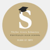 Eenvoudige klassieke monogram Afstudeerder Moderne Ronde Sticker (Voorkant)