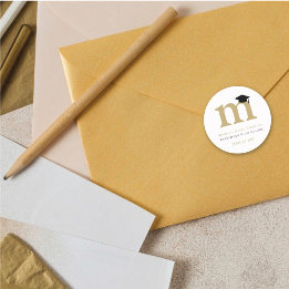Eenvoudige klassieke monogram Afstudeerder Moderne Ronde Sticker