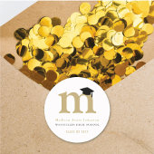 Eenvoudige klassieke monogram Afstudeerder Moderne Ronde Sticker