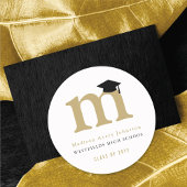 Eenvoudige klassieke monogram Afstudeerder Moderne Ronde Sticker