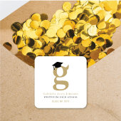 Eenvoudige klassieke monogram Afstudeerder Moderne Vierkante Sticker