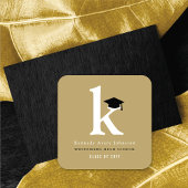 Eenvoudige klassieke monogram Afstudeerder Moderne Vierkante Sticker