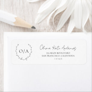 Eenvoudige Klassieke Monogram Krans Elegant Etiket