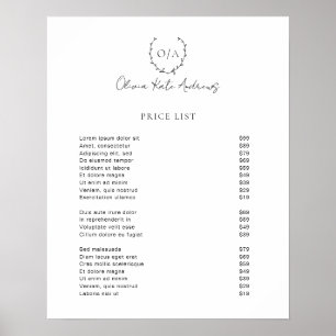 Eenvoudige Klassieke Monogram Krans Elegant Poster