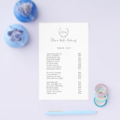 Eenvoudige klassieke monogram met grote prijslijst flyer (Enkel)