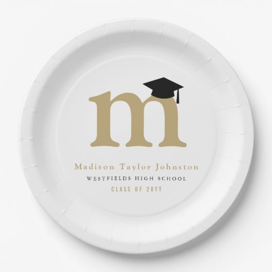 Eenvoudige klassieke monogram moderne GraduPartij Papieren Bordje (Voorkant)