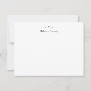 Eenvoudige Klassieke Monogram NAAM White Note Card Notitiekaartje