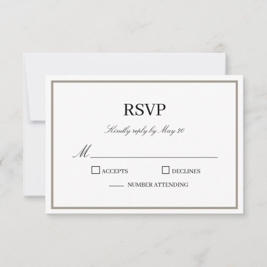 Eenvoudige Klassieke Monogram RSVP-reactiekaart RSVP Kaartje (Voorkant)