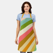 Eenvoudige Klassieke Multi Kleur Streep Schort (Gedragen)