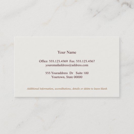 Eenvoudige klassieke officier van justitie, Dark B Visitekaartje (Achterkant)