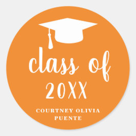 Eenvoudige Klassieke Oranje en Witte Gradup Ronde Sticker