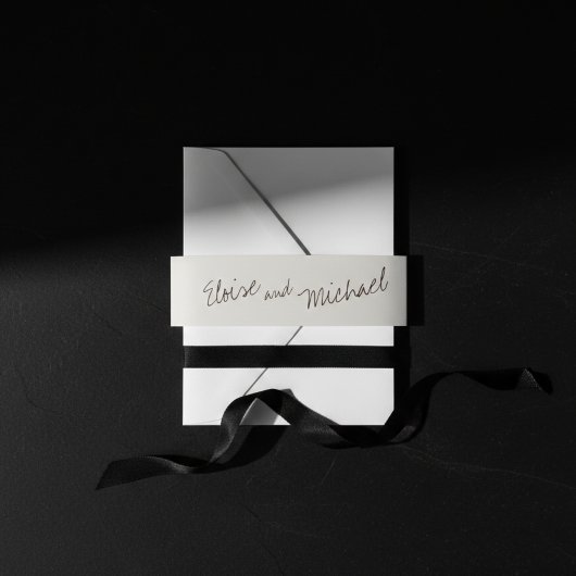 Eenvoudige klassieke paar namen bruiloft accent wr uitnodigingen wikkel