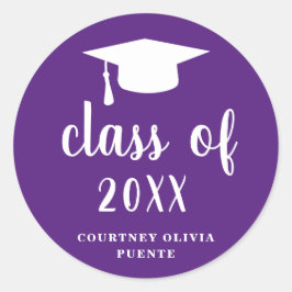 Eenvoudige Klassieke Paarse en Witte Gradup Ronde Sticker