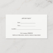 Eenvoudige Klassieke Professionele Benoemingskaart Afsprakenkaartje (Achterkant)