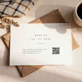 Eenvoudige Klassieke QR Code Huwelijksreactiekaart RSVP Kaartje
