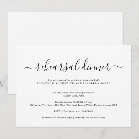 Eenvoudige klassieke repetitie diner uitnodiging (Voorkant / Achterkant)