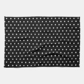 Eenvoudige Klassieke Retro Polka Dot Zwart en Wit Theedoek (Horizontaal)