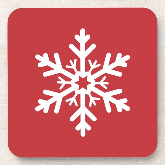 Eenvoudige Klassieke Rode en Witte Kerstsnowflake Bier Onderzetter (Voorkant)