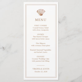 Eenvoudige Klassieke Schelp Strand Bruiloftsmenu Menu