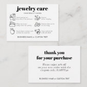 Eenvoudige klassieke sieraden zorg dank u bedrijf informatiekaartje (Voorkant / Achterkant)