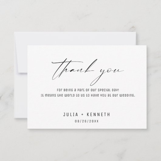 Eenvoudige klassieke trouwfoto dank u kaarten (Voorkant)