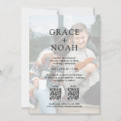 Eenvoudige klassieke typografie 2 foto QR RSVP bru Magnetische Uitnodiging (Voorkant)