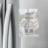 Eenvoudige klassieke typografie 2 foto QR RSVP bru Magnetische Uitnodiging