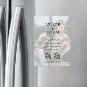Eenvoudige klassieke typografie 2 foto QR RSVP bru Magnetische Uitnodiging