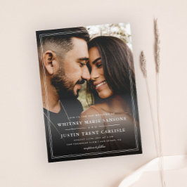 Eenvoudige klassieke typografie foto bruiloft kaart