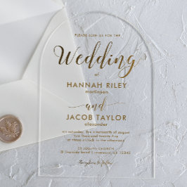 Eenvoudige klassieke typografie Wedding Arch Acryl Uitnodigingen