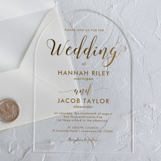Eenvoudige klassieke typografie Wedding Arch Acryl Uitnodigingen